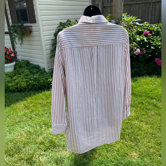 Aerie women’s oversized boho button down striped shirt MEDIUM cotton beachy - Picture 3 of 11